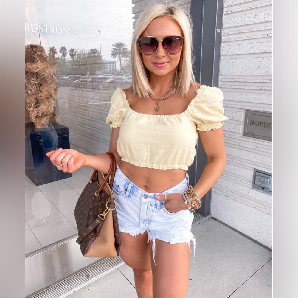 Abercrombie & Fitch Linen Blend yellow crop top